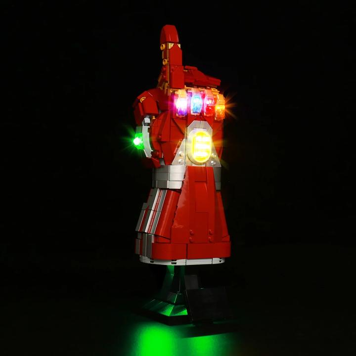 Actual product image BrickBling LED light set for LEGO Avengers: Iron Man Nano Glove (76223) incl. remote control
