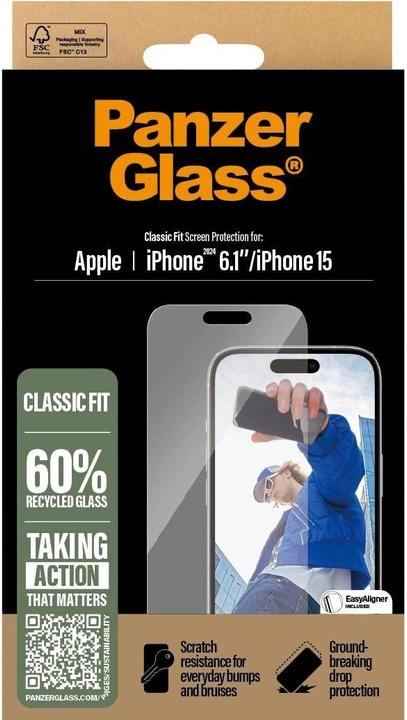 Immagine prodotto PanzerGlass Vestibilità classica (1 Pezzo/i, Apple iPhone 15, Apple iPhone 16)