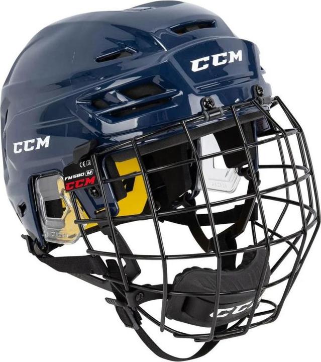 CCM Tacks 210 SR Hockeyhelm mit Käfig (Dunkelblau, M) (M)