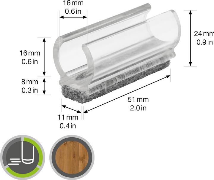 Actual product image Wagner System Clamping shell glides (Felt gliders, 4 Piece)