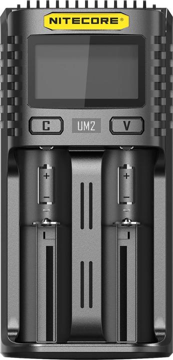 Nitecore UM2 USB-Ladegerät (1 Stk., 14500, 16340, 18650, 26650, Ladegerät ohne Akku)