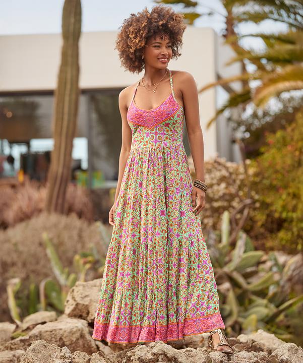 Actual product image Joe Browns Petite Border Print V-Neck Strappy Maxi Dress