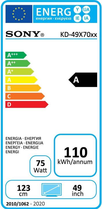 Energy Label Sony KD49X7055 (49", LCD, 4K, 2020)
