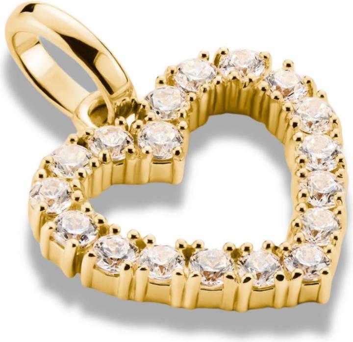 Thomas Sabo Charm-Anhänger Herz mit weissen Steinen Connect vergoldet (Sterling Silber 925)