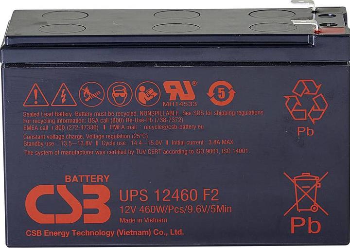 Actual product image CSB Servers Battery Battery 12V, 9Ah, AGM | UPS12460F2 | 460 W