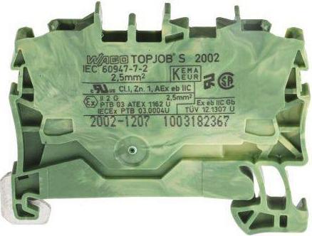 Produktbild Wago DIN-Schienenklemme 2 x 2,5 mm2 grün/gelb