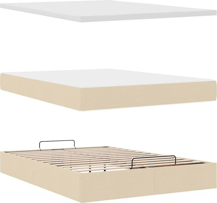 Actual product image VidaXL Ottoman bed with mattress cream 140x200 cm fabric bed frame (140 x 200)