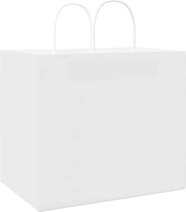 Produktbild VidaXL Kraftpapiertüten 50 Stk. mit Henkel Weiss 32x22x28 cm Papiertüte (Geschenktüte, 50 x)