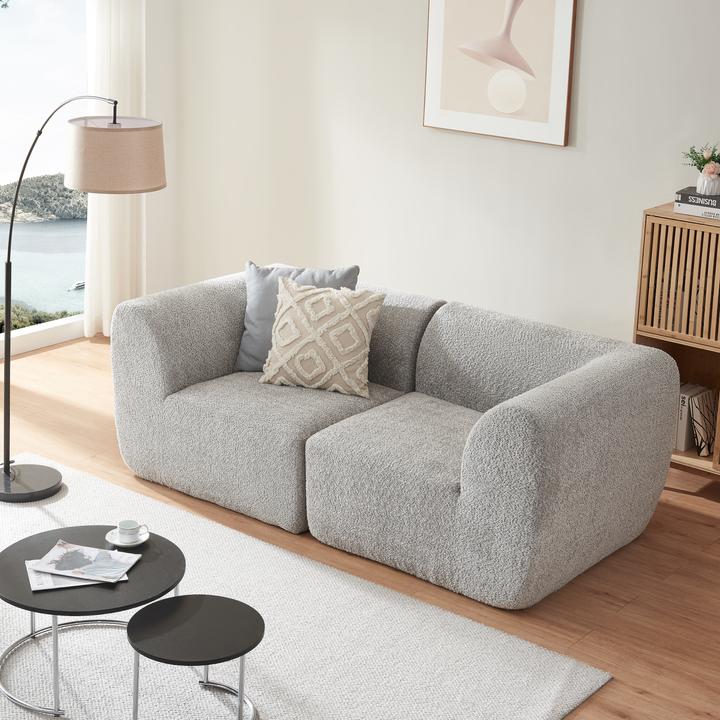 Image du produit En.Casa Modular Sofa 2-Sitzer Hurvas Bouclé Grau