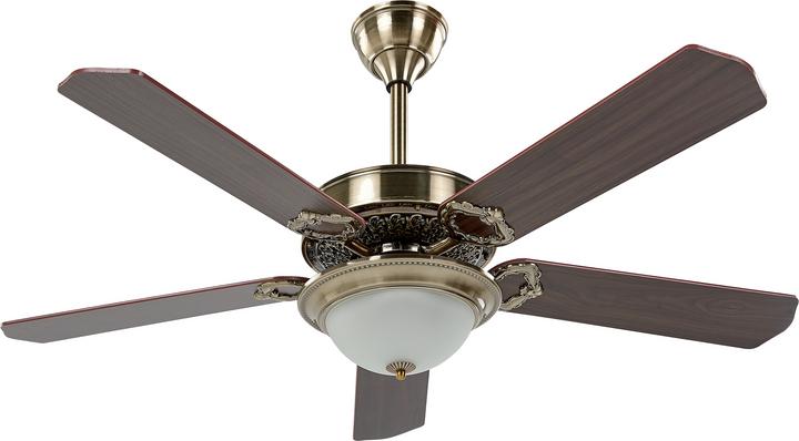 Beliani Deckenventilator mit Licht dunkler Holzfarbton / gold BEGEJ (90 dB)