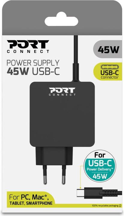 Actual product image Port Designs Type C Universal Power Adapter 45w For Macbooks Notebooks Tablets Smartphones Up To 45w (45 W)