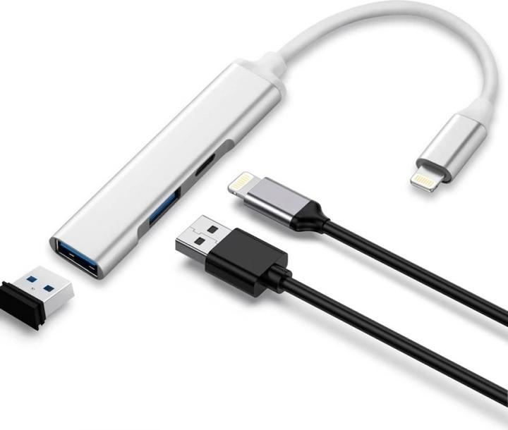 Produktbild PowerGuard 3-in-1 Lightning USB Kamera OTG Adapter 2x USB Ports Charge-In