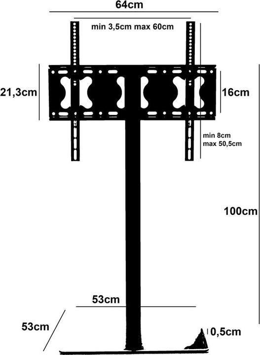 Actual product image Swisshandel24 TV stand angular, stainless steel (65", 40 kg)