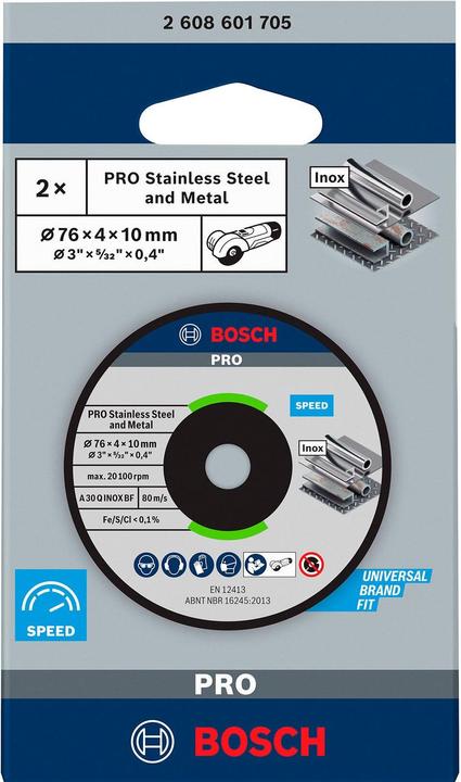 Actual product image Bosch Professional Zubehör PRO Stainless Steel and Metal grinding disc, 76 x 4 x 10 mm