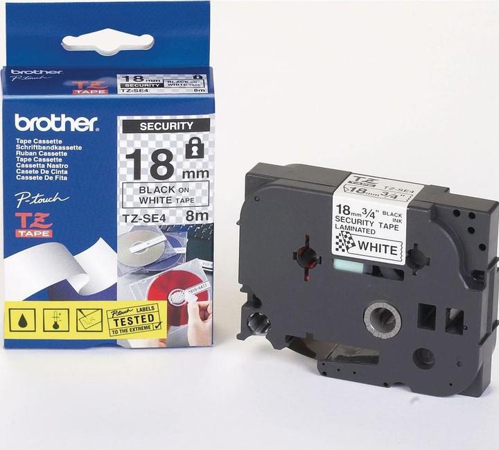 Actual product image Brother TZe-SE4 (1.80 cm, Black, White)