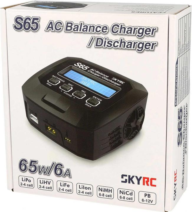 Actual product image SkyRC Charger AC S65 AC LiPo 2-4s 6A 65W Discharge 2A 10W