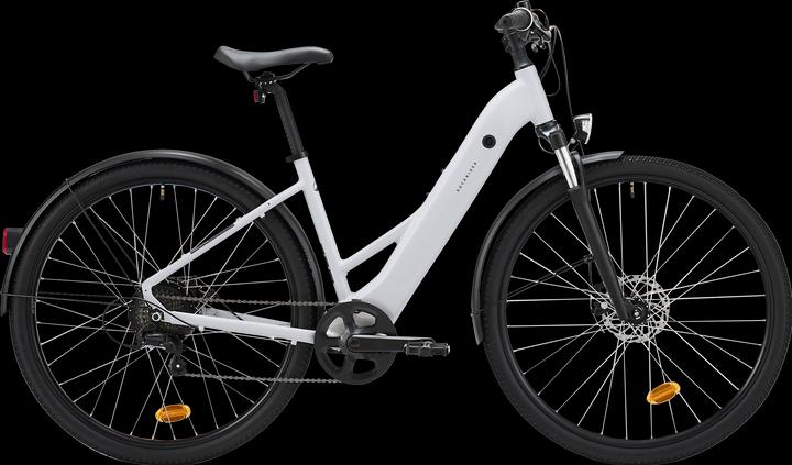 Rockrider E-Bike Trekkingrad e-actv 100 niedriger Einstieg perlgrau