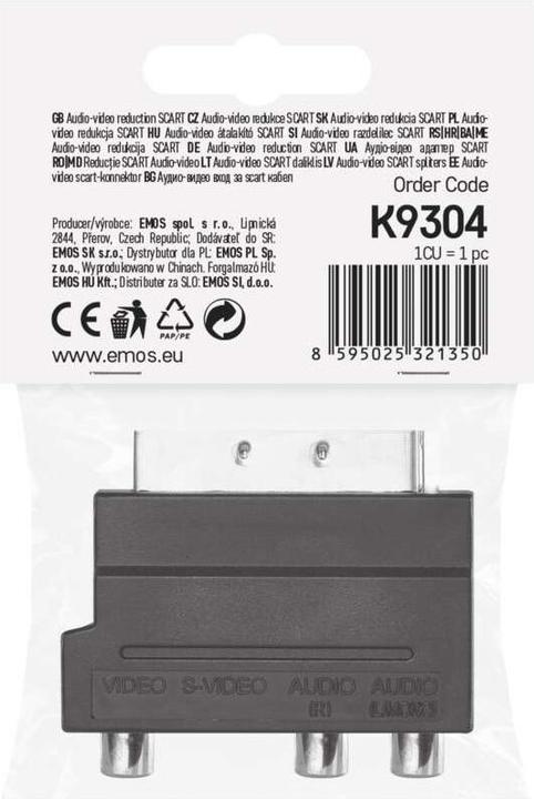 Produktbild Emos Reduktion SCART auf 3x CINCH + SVHS Adapter (Antennenkabel)
