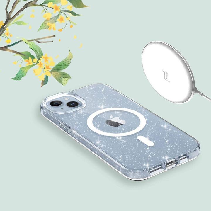 Actual product image Tech-Protect FlexAir Hybrid MagSafe case for iPhone 15 Pro Max - transparent and glitter (Apple iPhone 15 Pro Max)