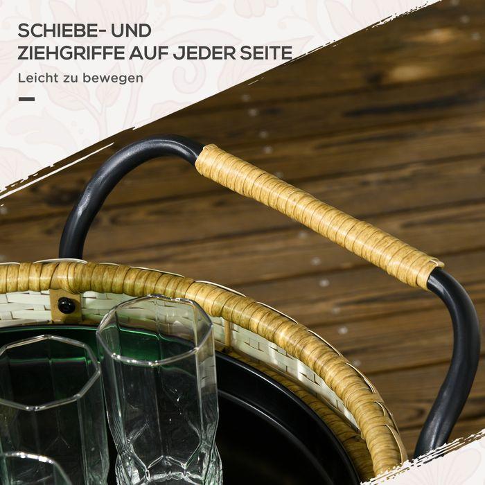 Produktbild Swisshandel24 Outdoor Servierwagen, 2 Etagen, Bremsen, Polyrattan, Metallrahmen, Φ50x66Hcm