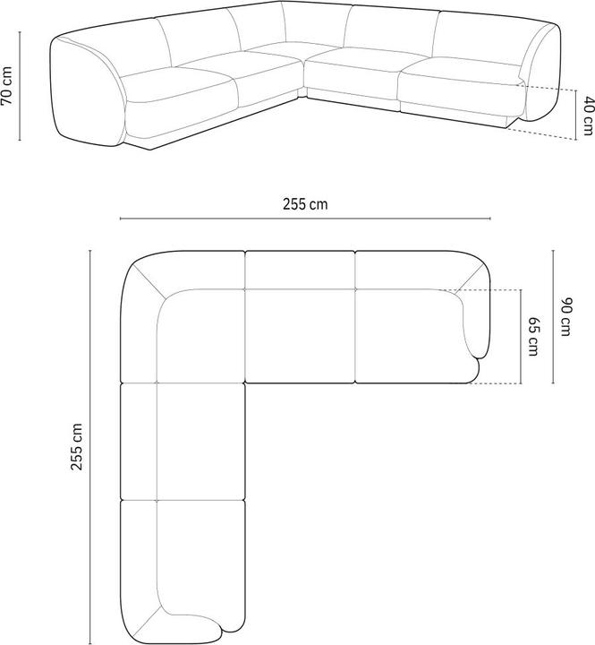 Actual product image Micadoni Symmetrical Corner Sofa, "Miley", 5 Seats, 255x255x70Made in Europe (Corner sofa)