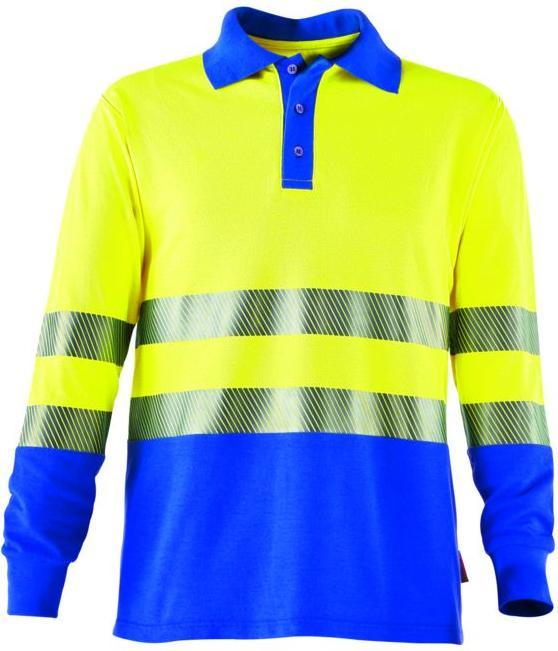 Produktbild Rofa Multinorm-Poloshirt Langarm gelb / kornblau (XL)