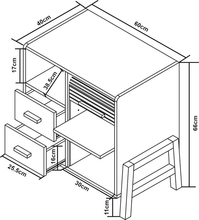 Produktbild En.Casa Sideboard Kvaefjord 66x60x40 cm mit einer Jalousietür Weiss/Grau