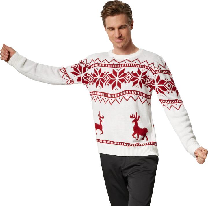 tectake Weihnachtspullover Winterland weiss-rot