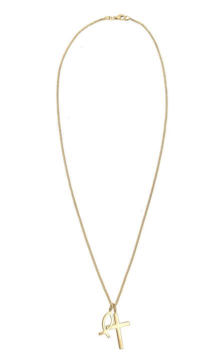 Immagine prodotto Elli Collana con catena a cordoncino, croce, simbolo del pesce, religione, argento 925 (Argento 925, 45 cm)