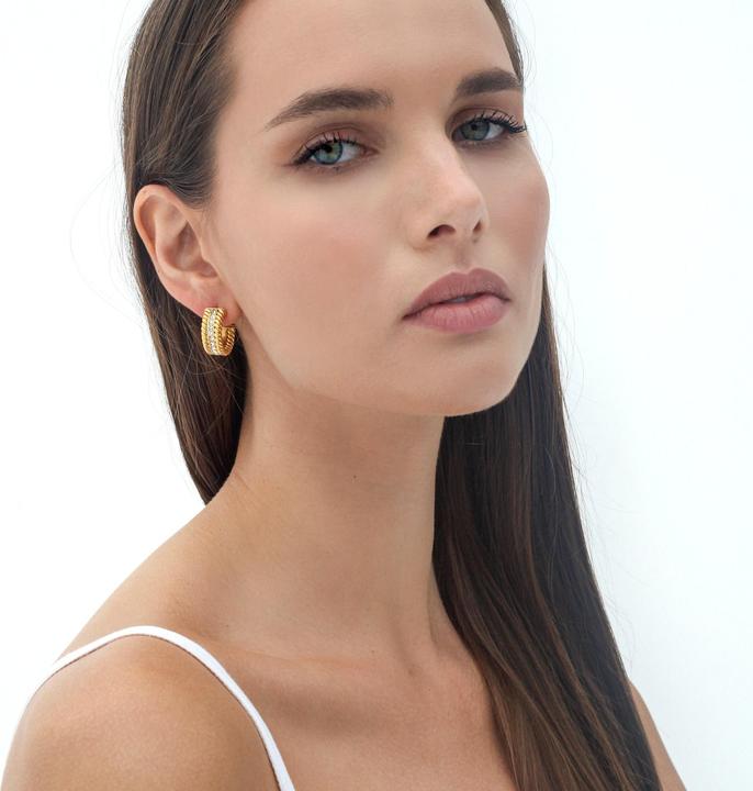 Image du produit Sensora Jewelry Boucles d'oreilles Pavé Hoops (Acier inoxydable)