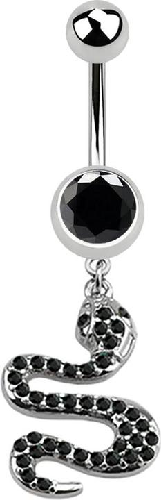 Star Piercing Banane silber mit Anhänger Schlange schwarz (Chirurgenstahl 316L, ohne Messing)