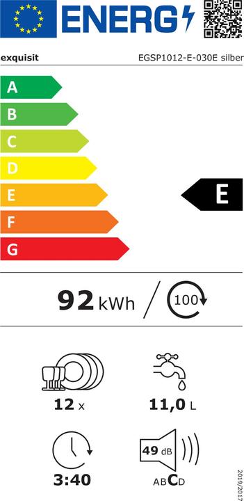Energie-Label Exquisit EGSP 1012-E-030E silber