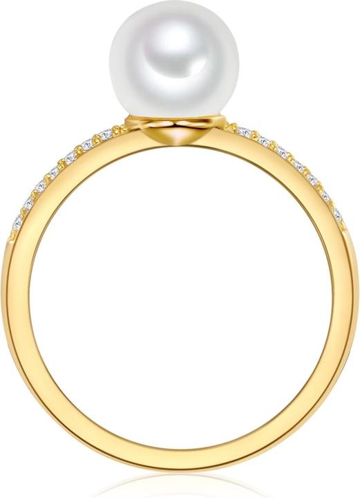 Immagine prodotto Valero Pearls Donna Argento 925 Cubic Zirconia Perla d'acqua dolce coltivata Oro giallo - 32346 (58, 925 Argento)