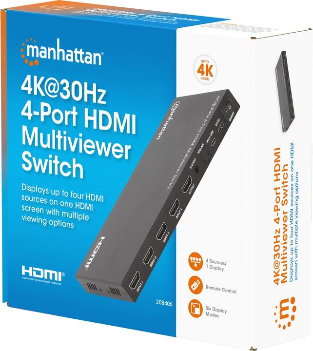 Image du produit Manhattan Commutateur multivision HDMI 4K@30Hz 4 ports