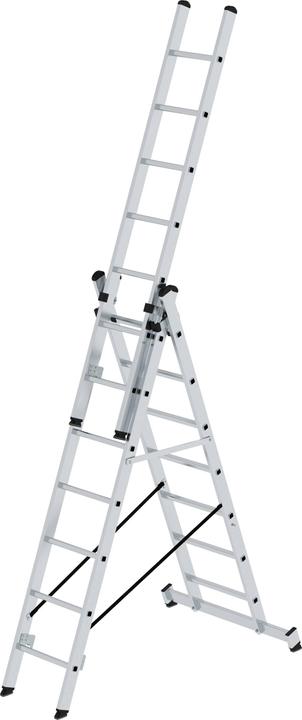 Munk Multi-purpose ladder 3-section with nivello crossbar 3x7 rungs (Multi-purpose ladder, 3 cm)