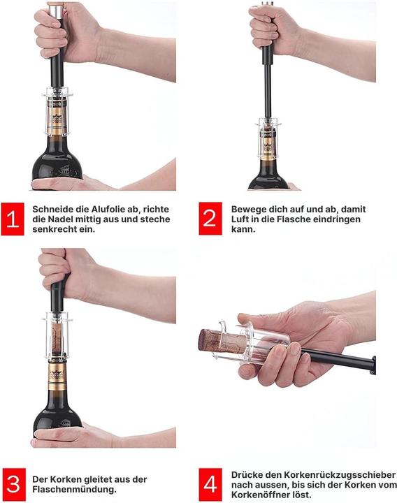 Produktbild Hermex Flaschenöffner-Set Luftdruck-Weinöffner Korkenzieher Weinausgiesser (Sommelier Set)