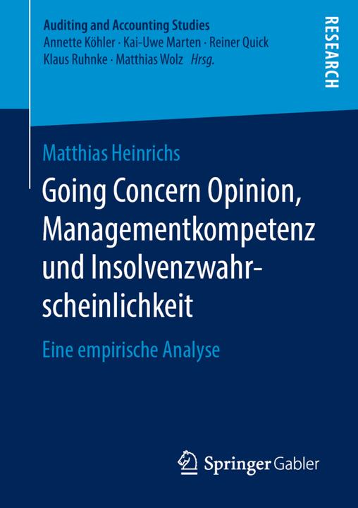 Produktbild Going Concern Opinion, Managementkompetenz und Insolvenzwahrscheinlichkeit (Matthias Heinrichs, 2019)