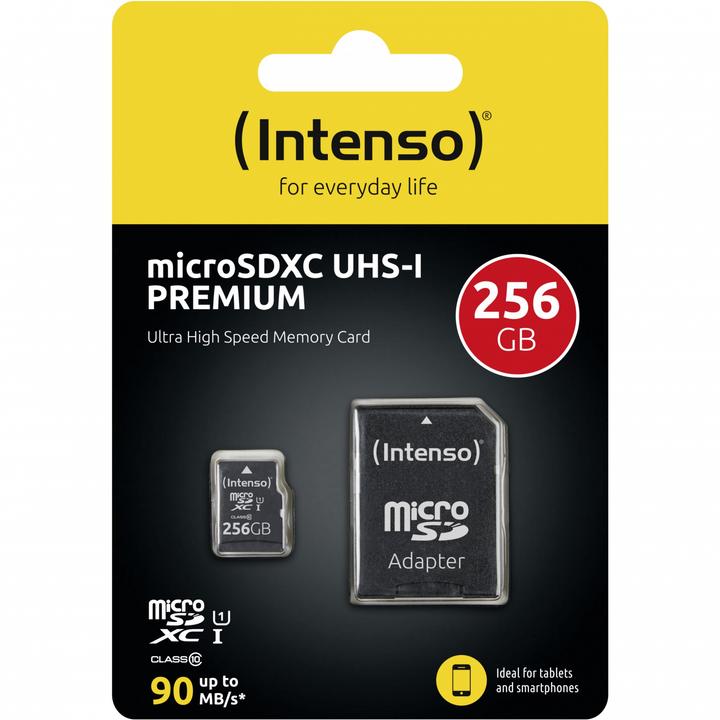 Image du produit Intenso UHS-I Premium (256 Go, microSDXC, U1, UHS-I)