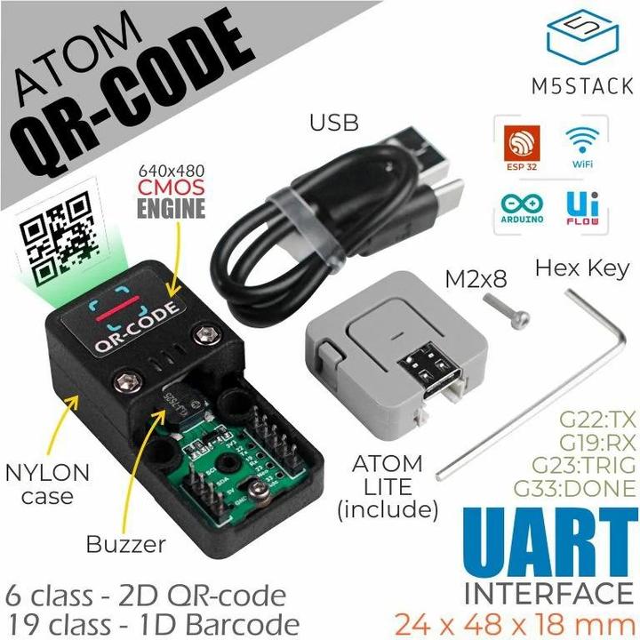 Image du produit M5Stack Kit de lecture de codes à barres 2D/1D ATOM