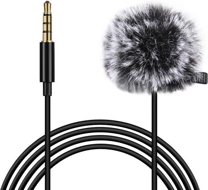Actual product image Puluz Jack Lavalier Wired Condenser Recording Microphone 1.5m jack 3.5mm PU424
