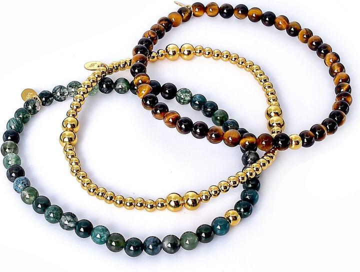 Balibay Baya (18 cm, Tigerauge, Moosachat, Sterling Silber 925, Edelstein, Achat)