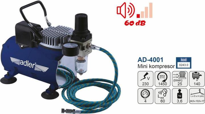 Adler Kompresor / Sprężarka Mini Do Aerografów (50 l)