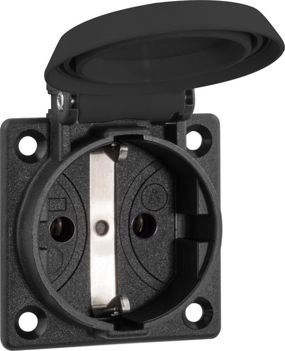 Productafbeelding ABL SCHUKO inbouwstopcontact, zwart, IP54, met schroefaansluiting
