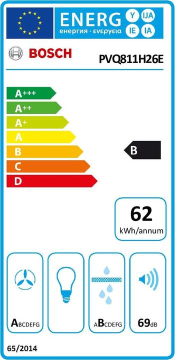 Energy Label Bosch Hausgeräte HEZ9VDSB4 + PVQ811H26E, hob with extractor hood (induction), flat duct, PVQ811HGA6