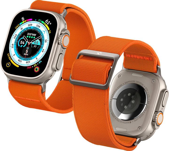 Actual product image Spigen Fit Lite Band for Apple Watch Series 42, 44, 45, 49 mm - orange (42 mm, 44 mm, 45 mm, 49 mm, Nylon, Fabric, Stainless steel)