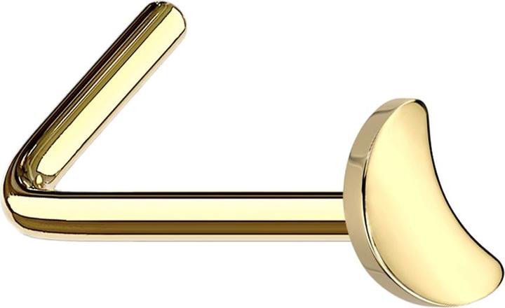 Star Piercing Nasenstecker gewinkelt vergoldet mit Mond (Titan G23, ohne Messing)