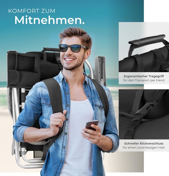 Image du produit tectake chaise de plage Coral, pliable avec fonction sac à dos