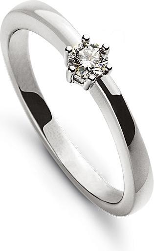 Muau Solitaire ring 6-handle setting white gold 750, diamond 0.10ct.