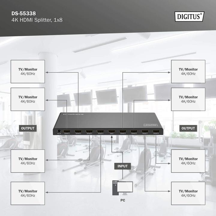Image du produit Digitus Répartiteur HDMI 4K, 1x8