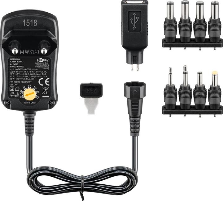 Actual product image Goobay 3 V - 12 V universal power supply